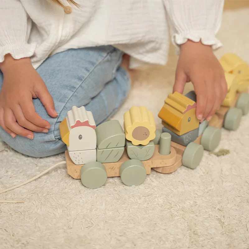 Trenino in Legno Impilabile Little Farm Chicken - Wooden Block train chicken Little Farm (LD7135) - immagine 3
