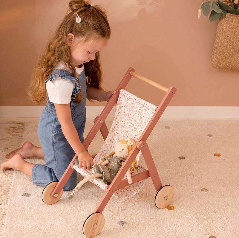 Passeggino in Legno per Bambole Flowers & Butterflies - Doll Stroller Flowers & Butterflies - immagine 5