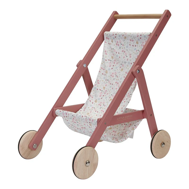 Passeggino in Legno per Bambole Flowers & Butterflies - Doll Stroller Flowers & Butterflies - immagine 2